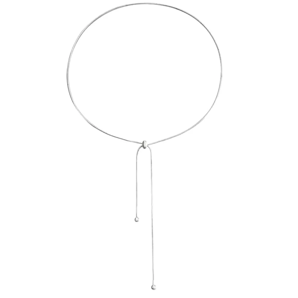 NEW Women's 925‎ Sterling Silver Lariat Ball Slide Necklace, Adjustable